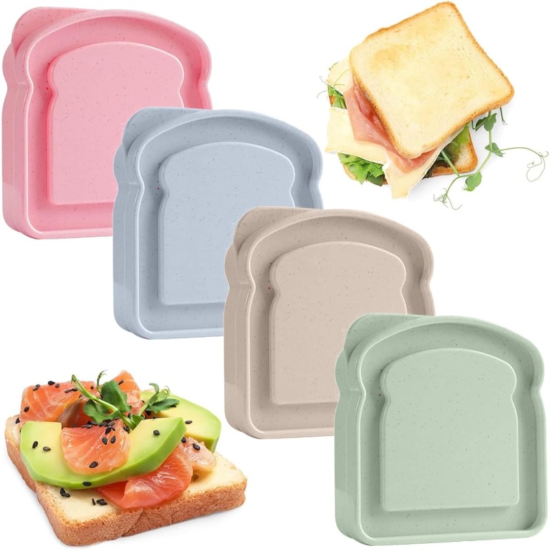 Food Storage Cupboard - 1/4pcs Sandwich Container Lunch Box Toast-shaped