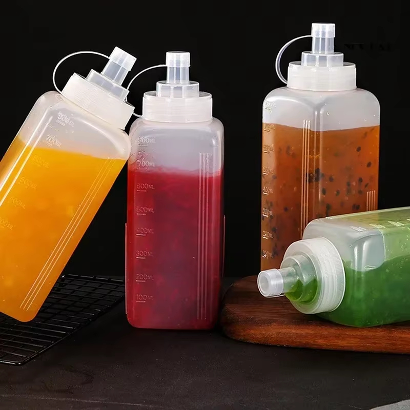 Salad Dressing Bottle - Large Diameter Plastic Squeeze Sauce Bottle
