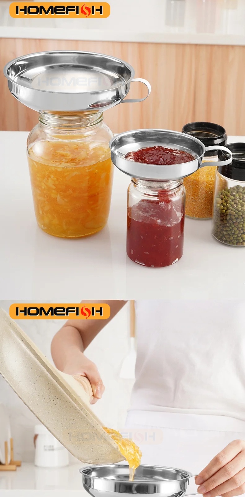 Salad Dressing Bottle - HOMEFISH Stainless Steel Wide Mouth Funnel