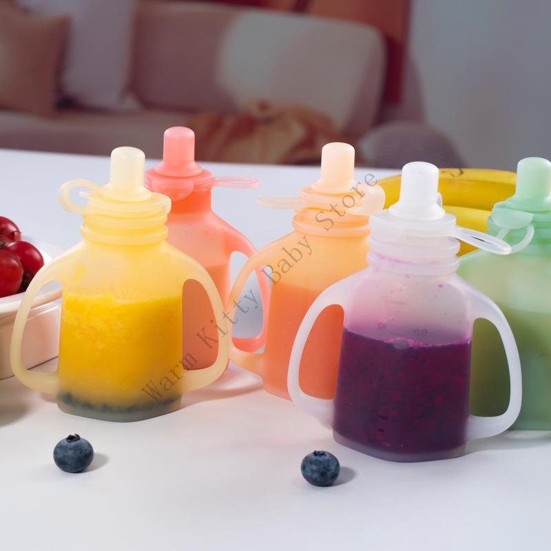Food Storage Silicone Bags - 110ml Reusable SIlicone Baby Bag Squeeze