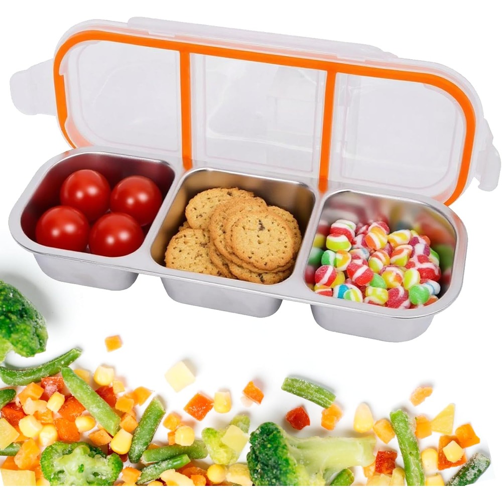 Food Storage Dividers - Stainless Steel Snack Containers with Lids