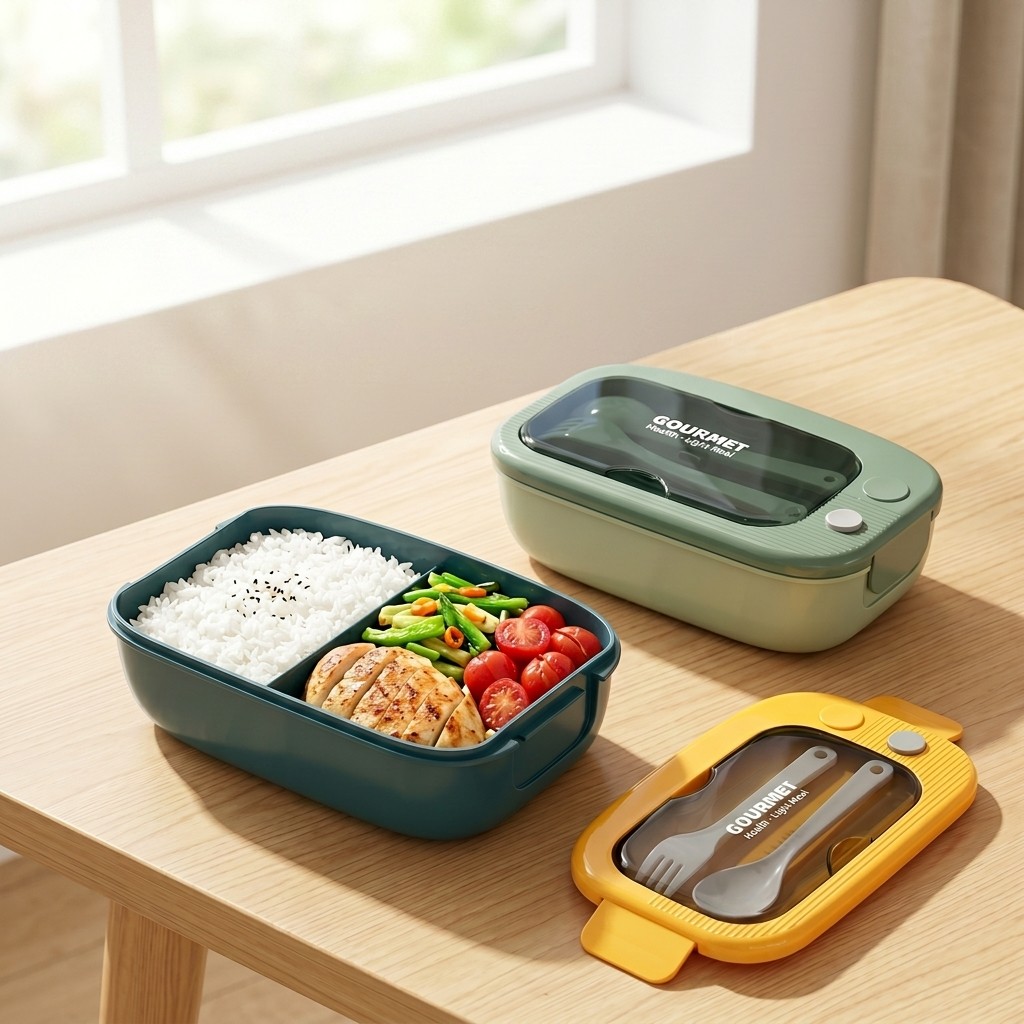 Food Storage Cupboard - Microwavable Plastic Bento Box 2 Compartment