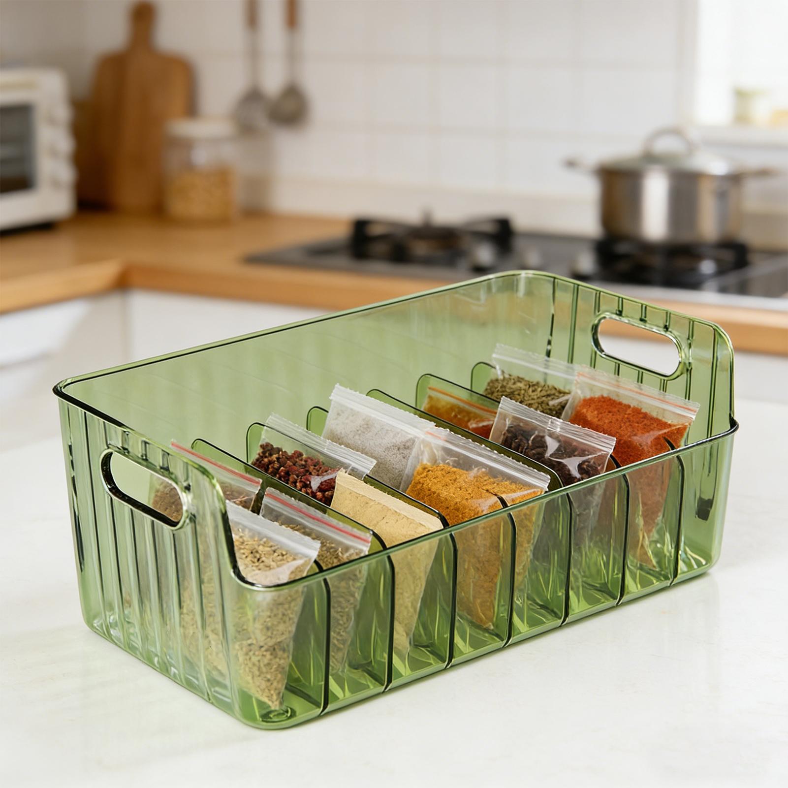Food Storage Dividers - Spices Rack Transparent Divided Cosmetic Food