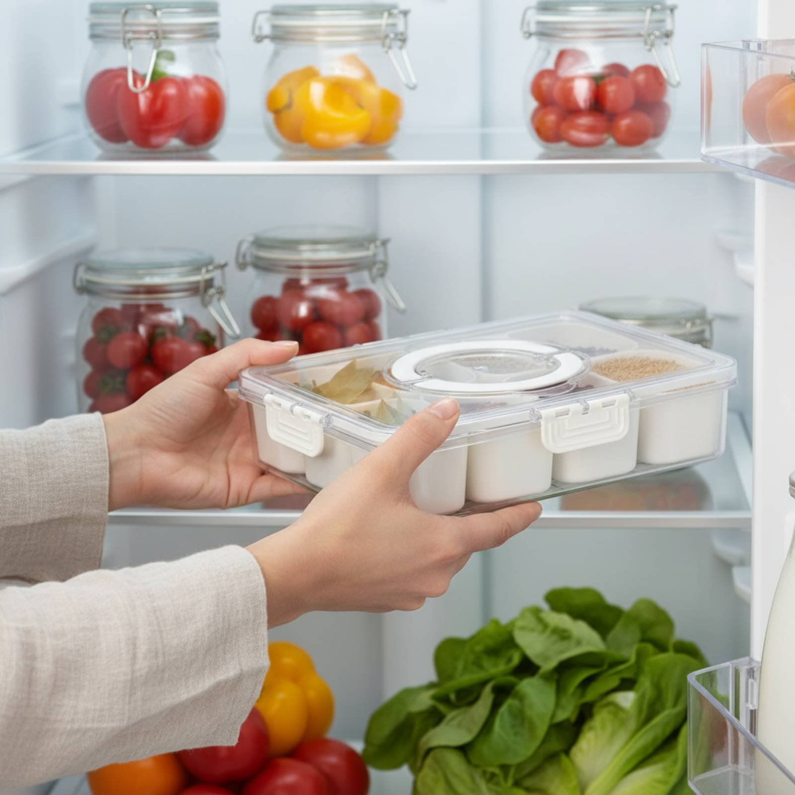 Food Storage Dividers - Refrigerator Storage Bin Drainage Design Food