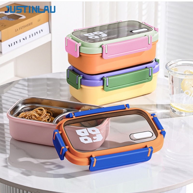 Food Storage Cupboard - JUSTINLAU 2 Grid Bento Box Stainless