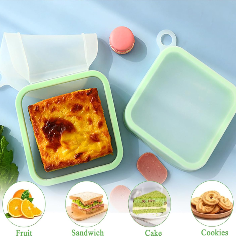 Food Storage Silicone Bags - Silicone Sandwich Toast Bento Box With