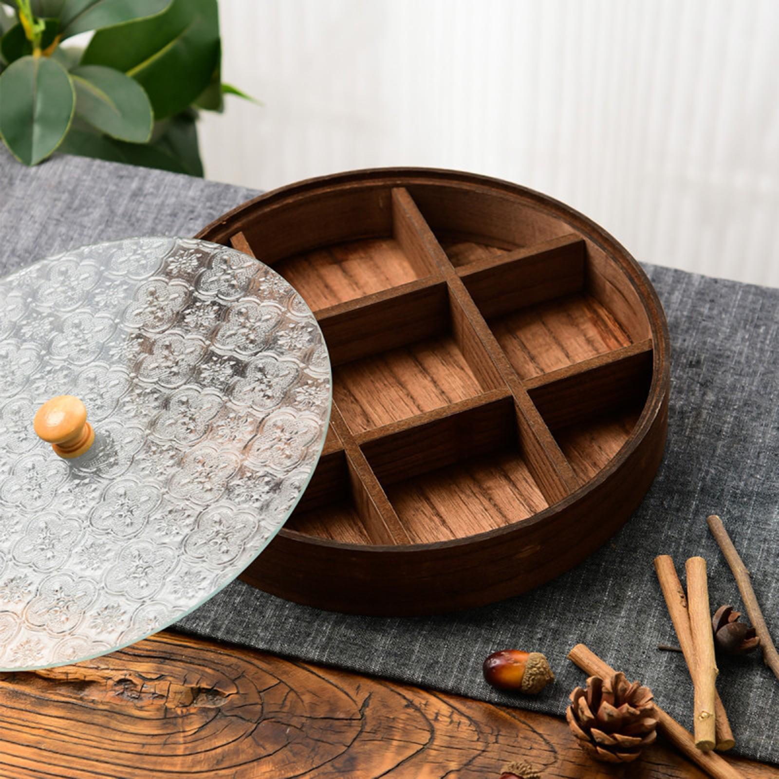 Wooden Glass Serving Bowl with - Food Storage Dividers review and price
