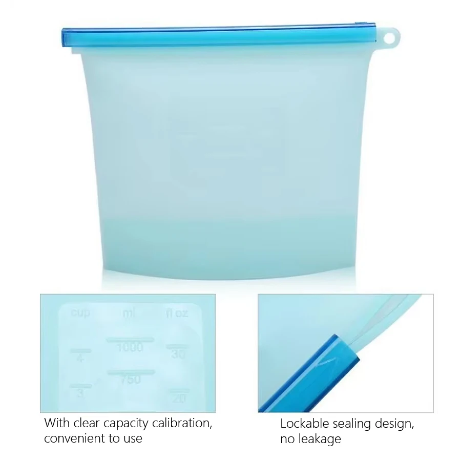1000ml Reusable Silicone Food  - Food Storage Silicone Bags review and price