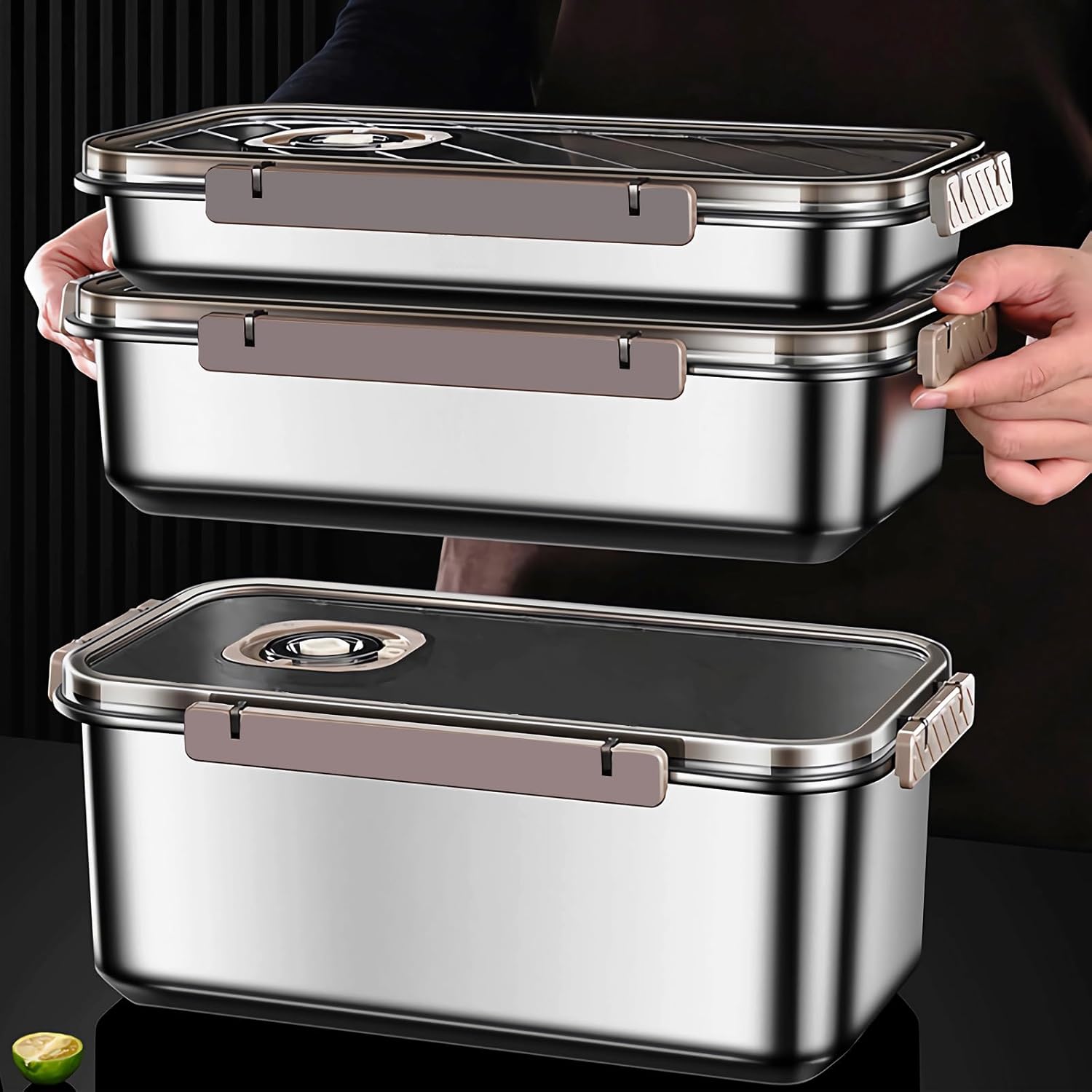 3pcs/Set Large Stainless Steel - Xl Food Storage Containers With Lids review and price