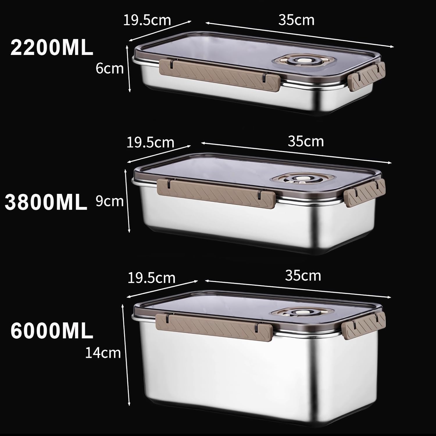3pcs/Set Large Stainless Steel - Xl Food Storage Containers With Lids review and price