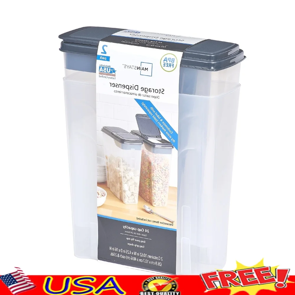 2-Pack Plastic Cereal Dispense - Food Storage Quart Containers review and price