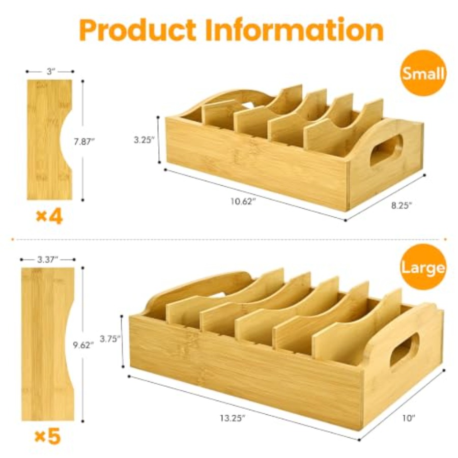 2 Pack Bamboo Lid Organizer, 1 - Food Storage Acrylic Containers review and price